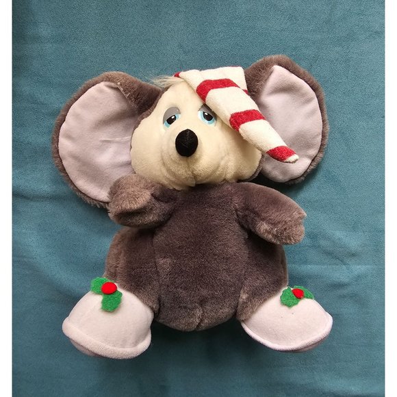 Vintage Applause Plush Sugar Plum Mouse Son With Candy Cane Hat 8.5" - Picture 1 of 7